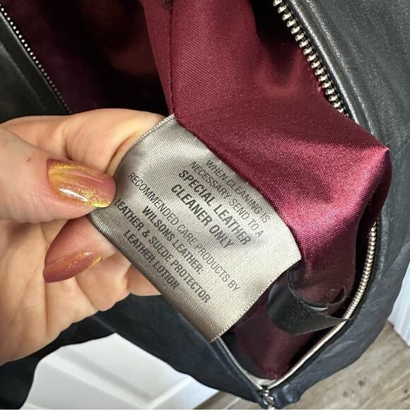 Wilson’s leather jacket red satin lining WL Plus 2x black pockets - Picture 7 of 14